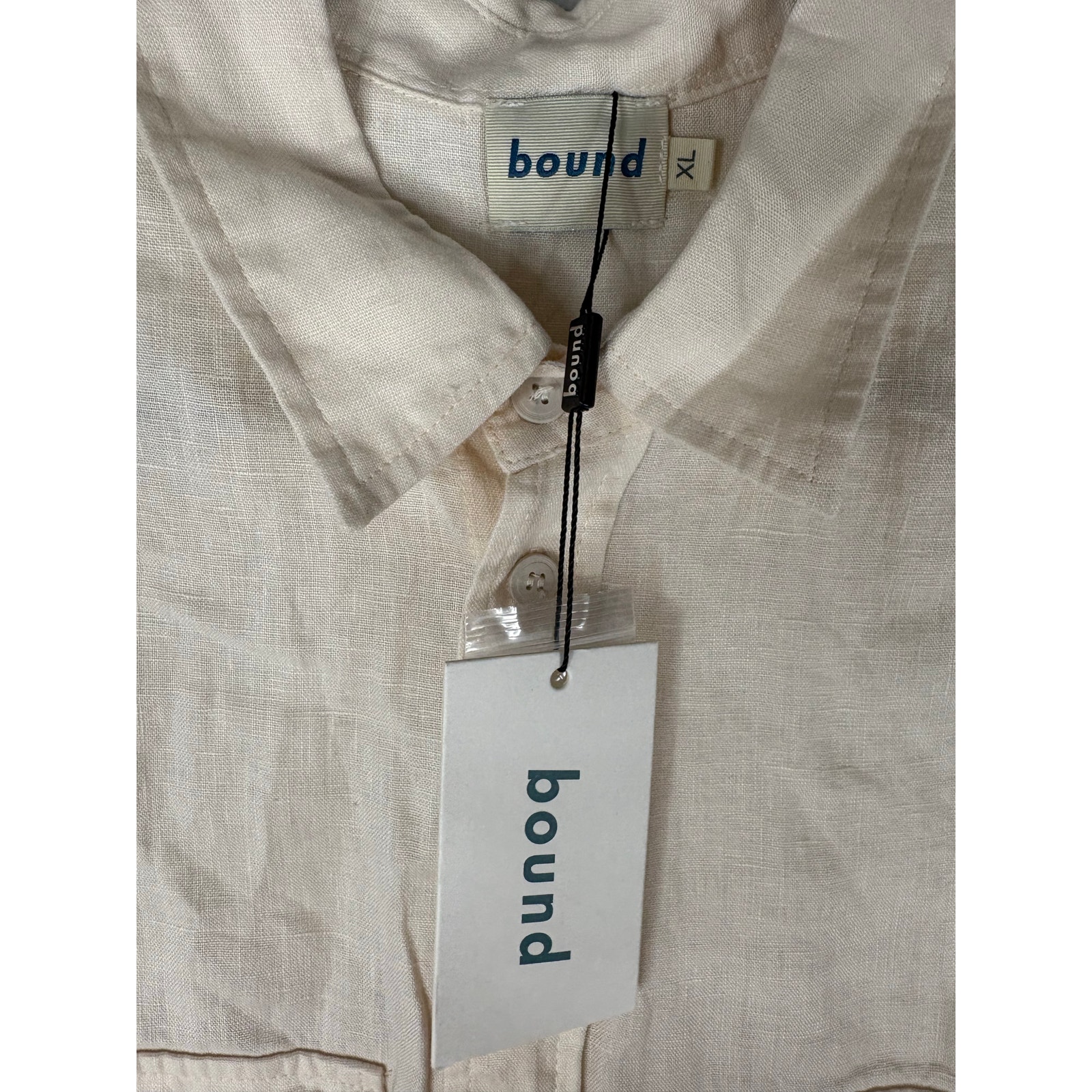 Bound Linen Shirt Button Down Minimalist Utility Casual Preppy Office Xl — image 4 of 8
